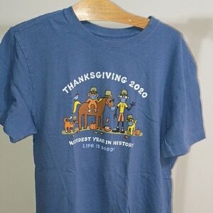 Life Is Good Men's Blue Thanksgiving Tee